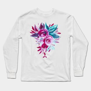 Pink blush rose bouquet, watercolor Long Sleeve T-Shirt